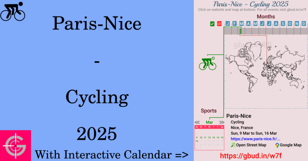 Sport event in 2025, Paris-Nice - Cycling 2025