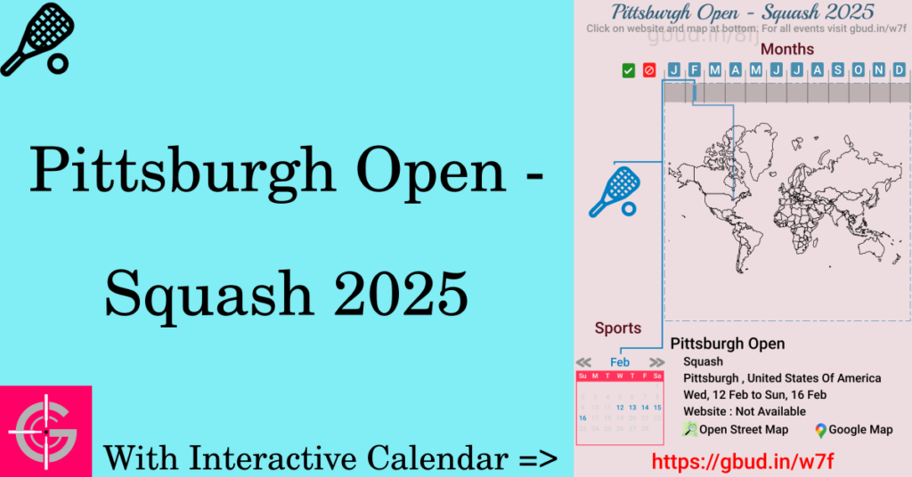 Sport event in 2025, Pittsburgh Open - Squash 2025