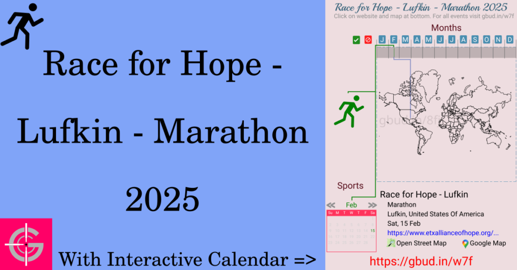 Sport event in 2025, Race for Hope - Lufkin - Marathon 2025