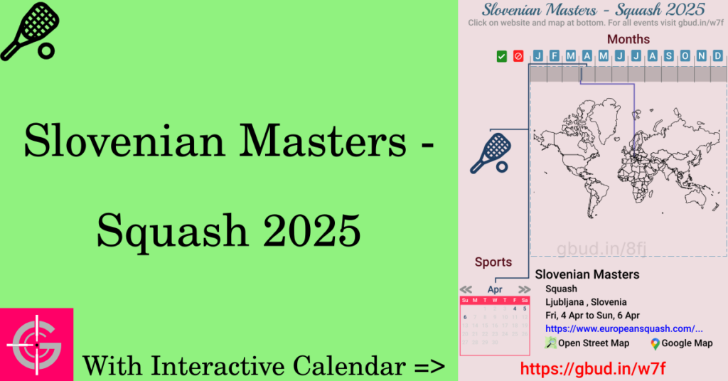 Sport event in 2025, Slovenian Masters - Squash 2025