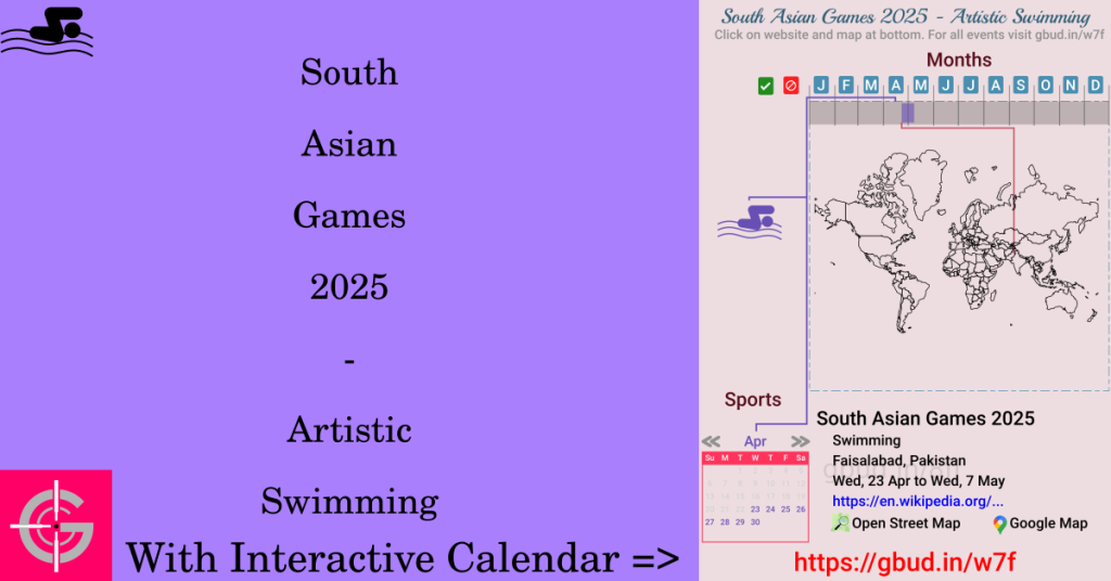 Sport event in 2025, South Asian Games 2025 - Artistic Swimming