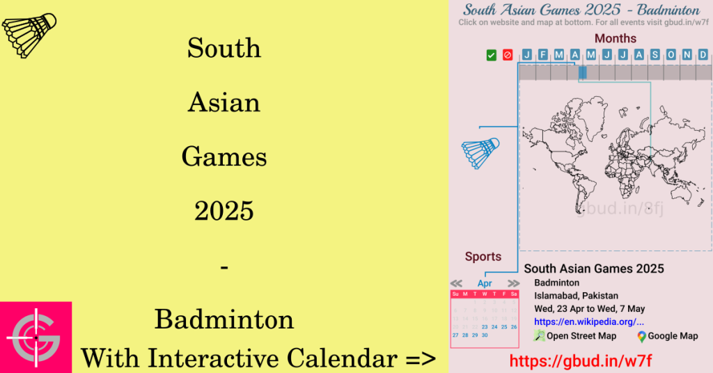 Sport event in 2025, South Asian Games 2025 - Badminton