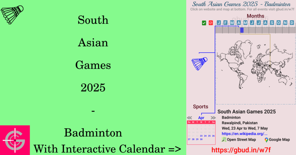 Sport event in 2025, South Asian Games 2025 - Badminton