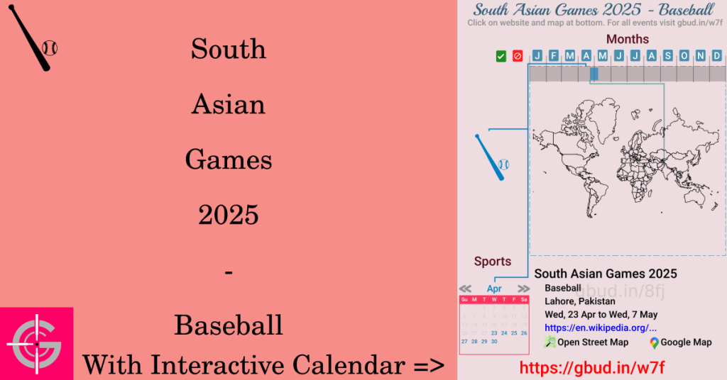 Sport event in 2025, South Asian Games 2025 - Baseball