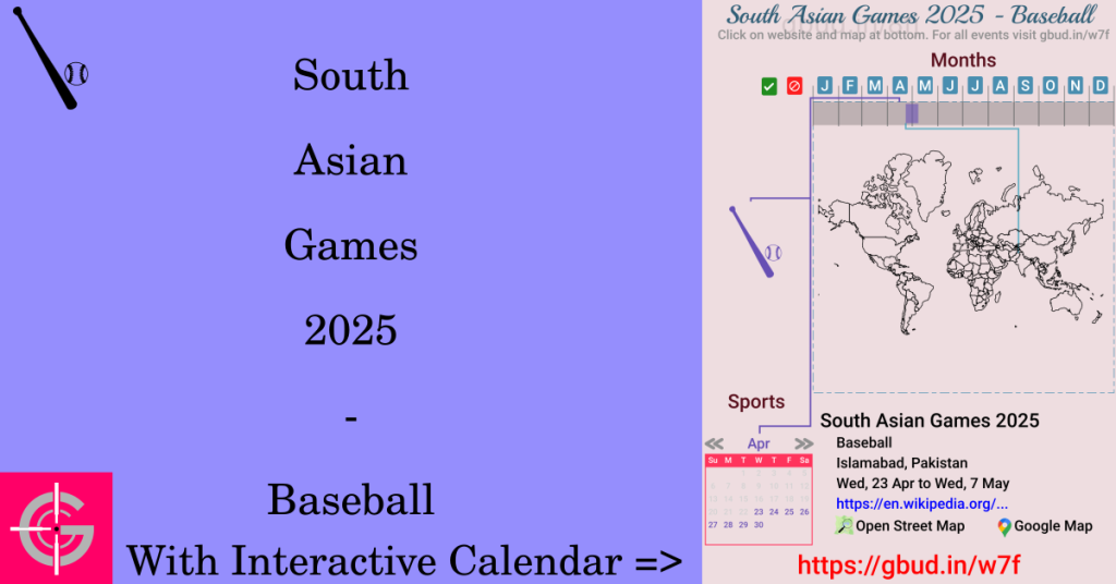 Sport event in 2025, South Asian Games 2025 - Baseball