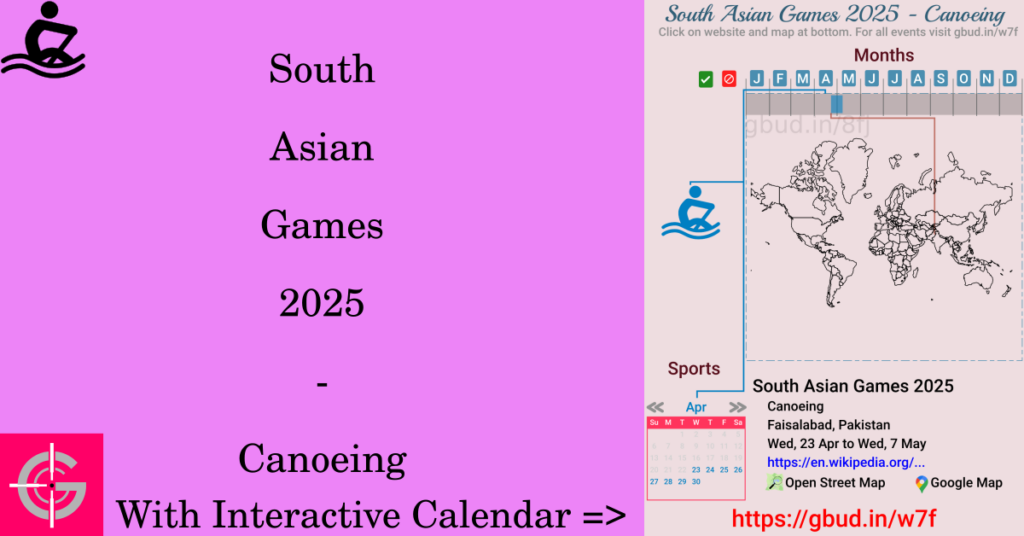 Sport event in 2025, South Asian Games 2025 - Canoeing