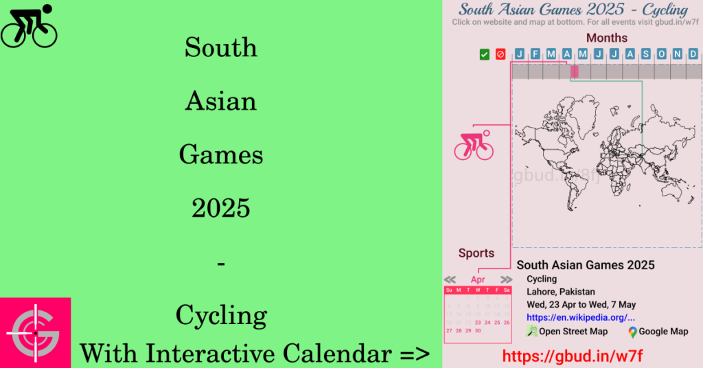 Sport event in 2025, South Asian Games 2025 - Cycling