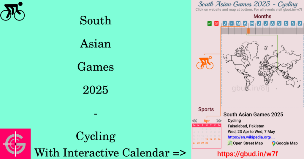 Sport event in 2025, South Asian Games 2025 - Cycling