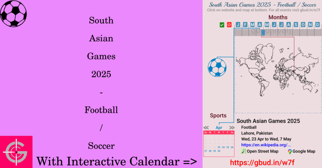 Sport event in 2025, South Asian Games 2025 - Football / Soccer