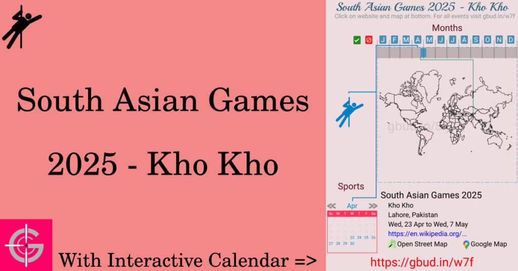 Sport event in 2025, South Asian Games 2025 - Kho Kho