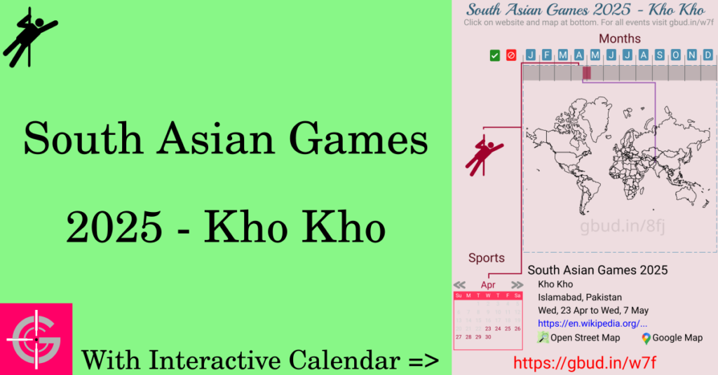 Sport event in 2025, South Asian Games 2025 - Kho Kho