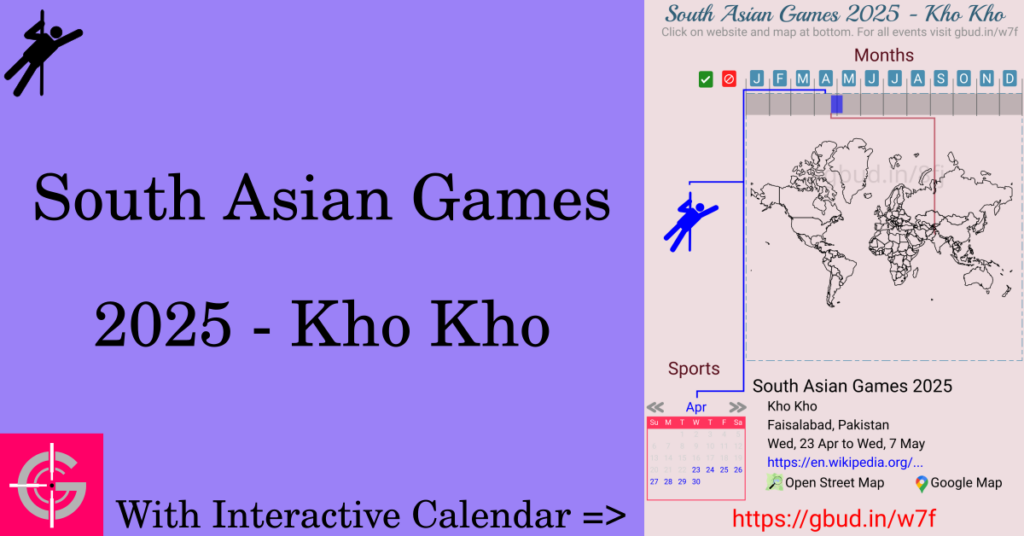 Sport event in 2025, South Asian Games 2025 - Kho Kho