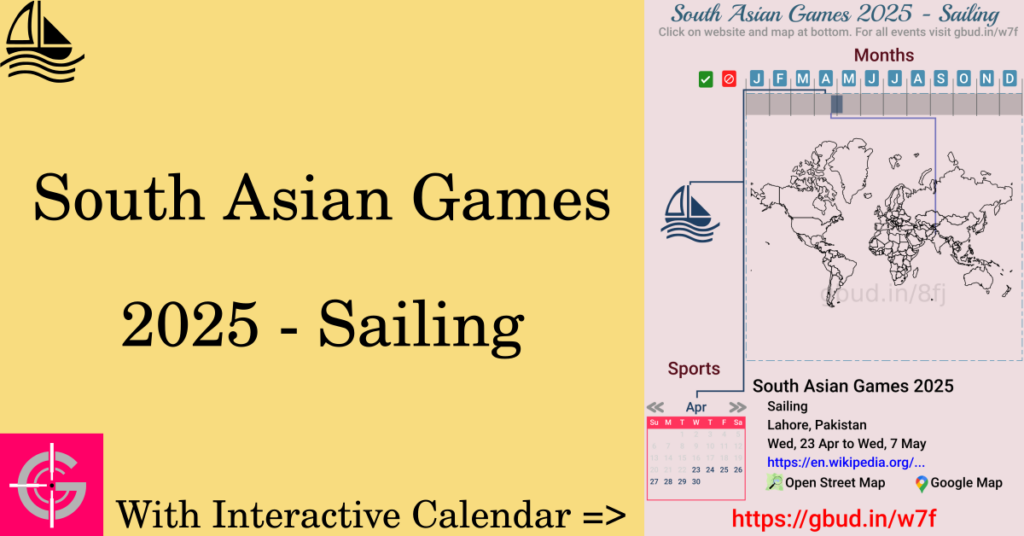 Sport event in 2025, South Asian Games 2025 - Sailing