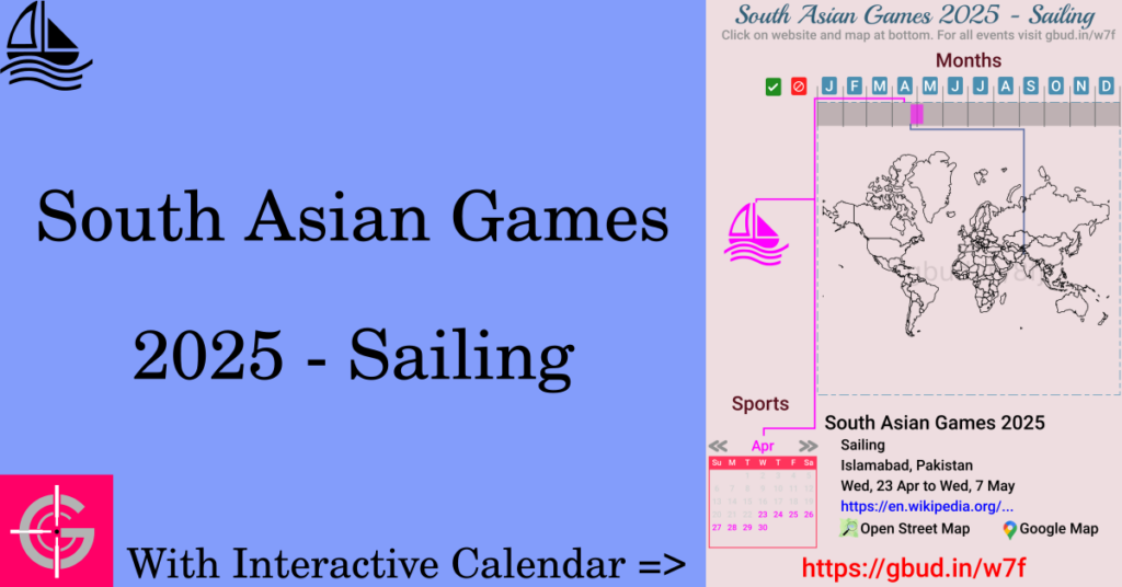 Sport event in 2025, South Asian Games 2025 - Sailing