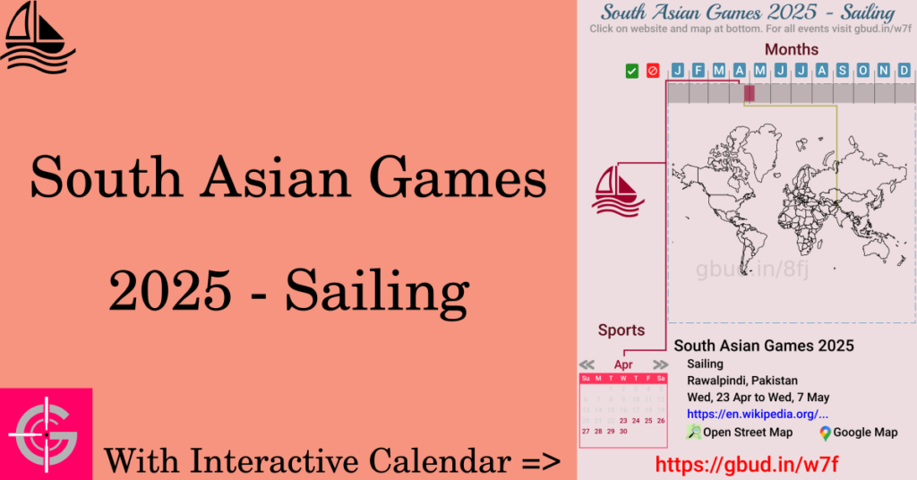 Sport event in 2025, South Asian Games 2025 - Sailing