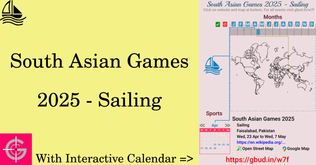 Sport event in 2025, South Asian Games 2025 - Sailing