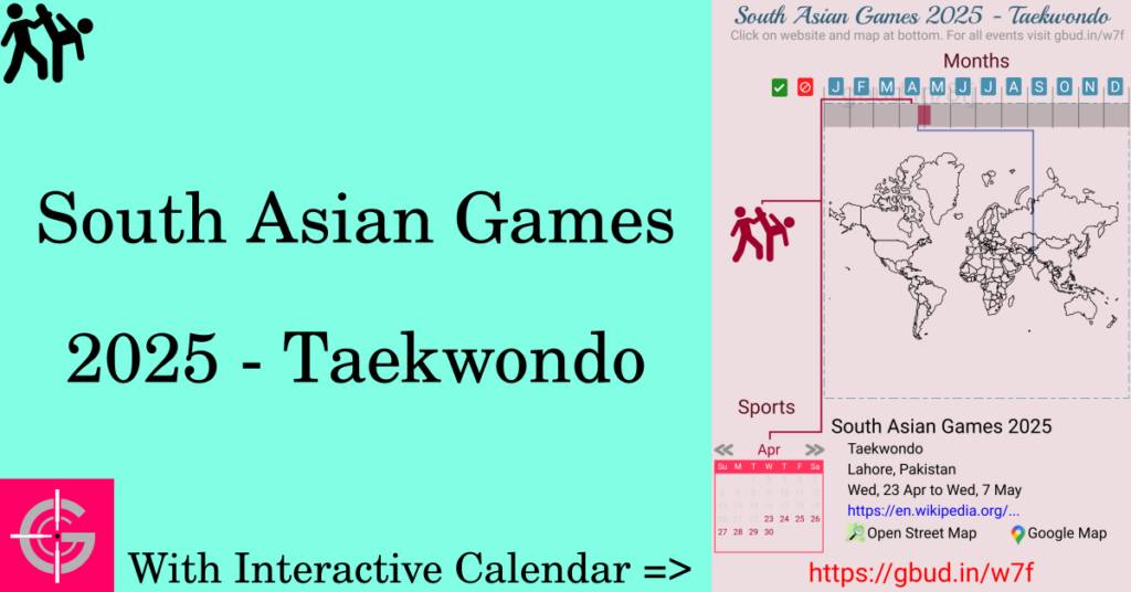 Sport event in 2025, South Asian Games 2025 - Taekwondo