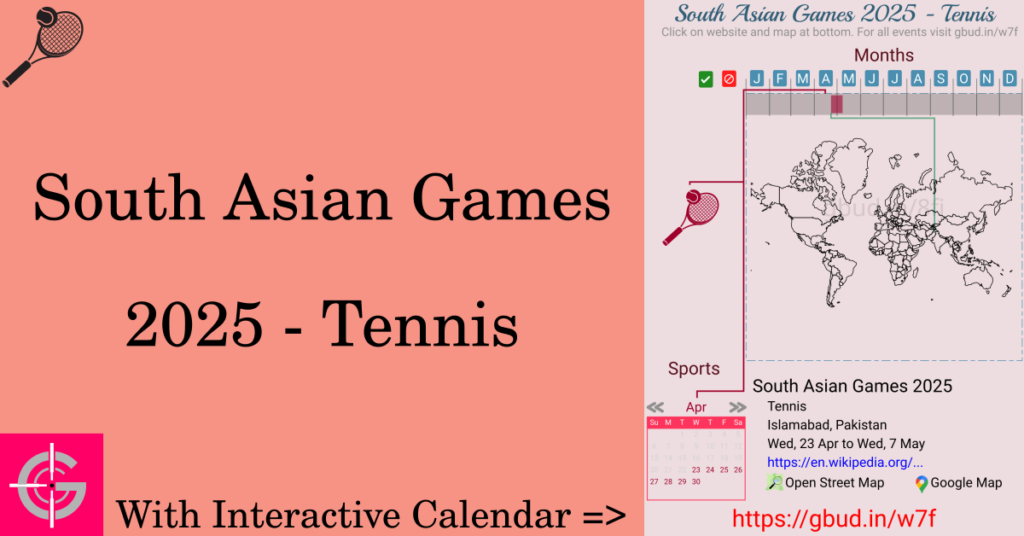 Sport event in 2025, South Asian Games 2025 - Tennis