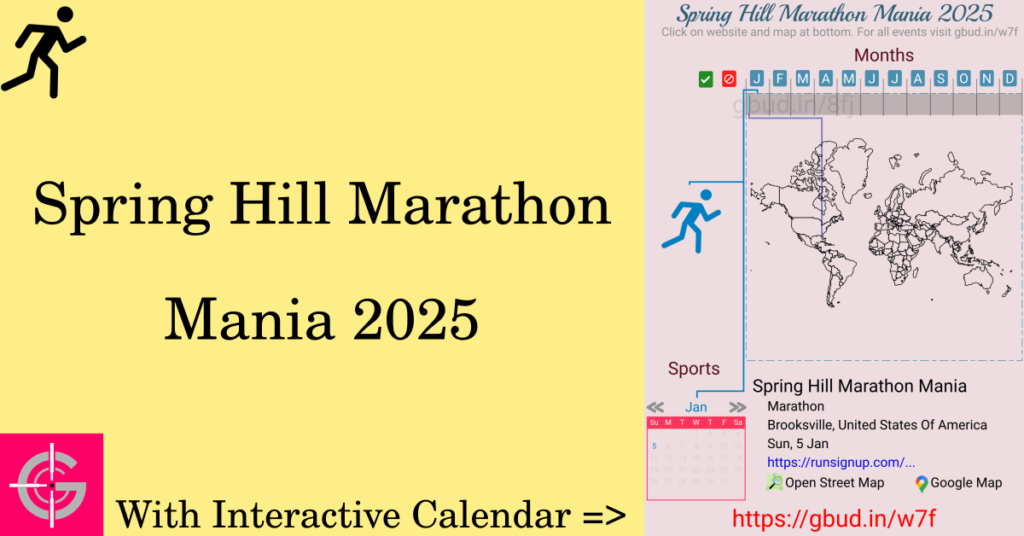 Sport event in 2025, Spring Hill Marathon Mania 2025