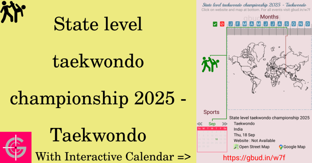 Sport event in 2025, State level taekwondo championship 2025 - Taekwondo