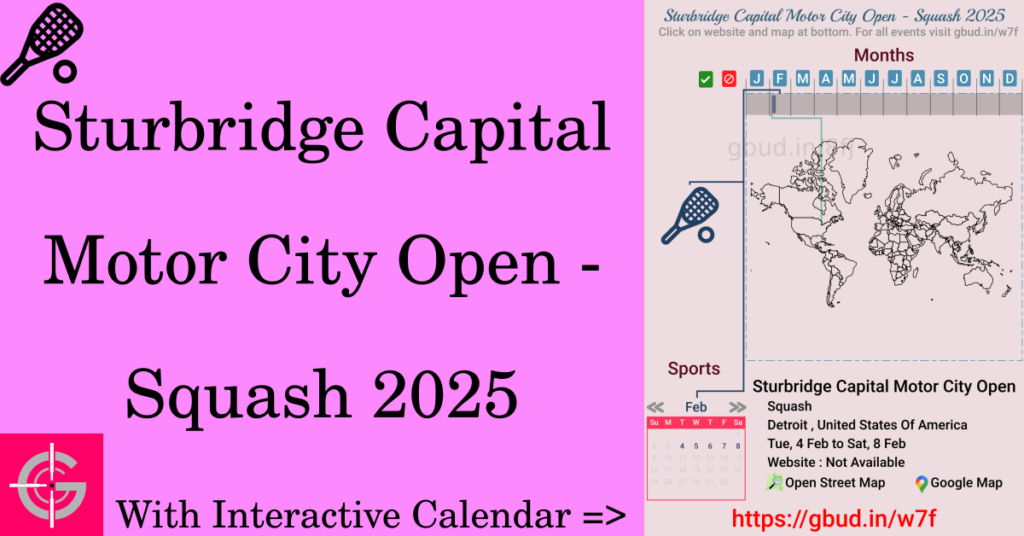 Sport event in 2025, Sturbridge Capital Motor City Open - Squash 2025