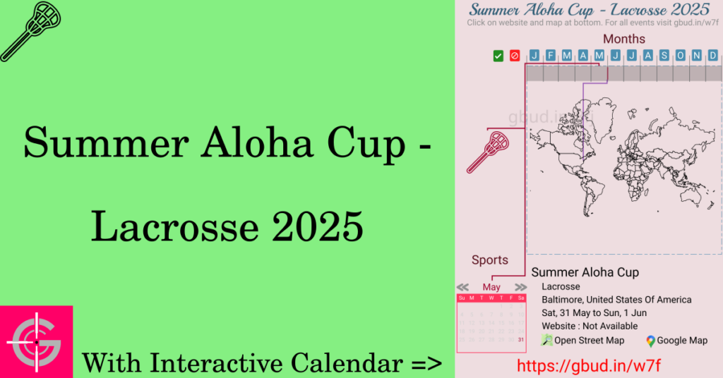 Sport event in 2025, Summer Aloha Cup - Lacrosse 2025