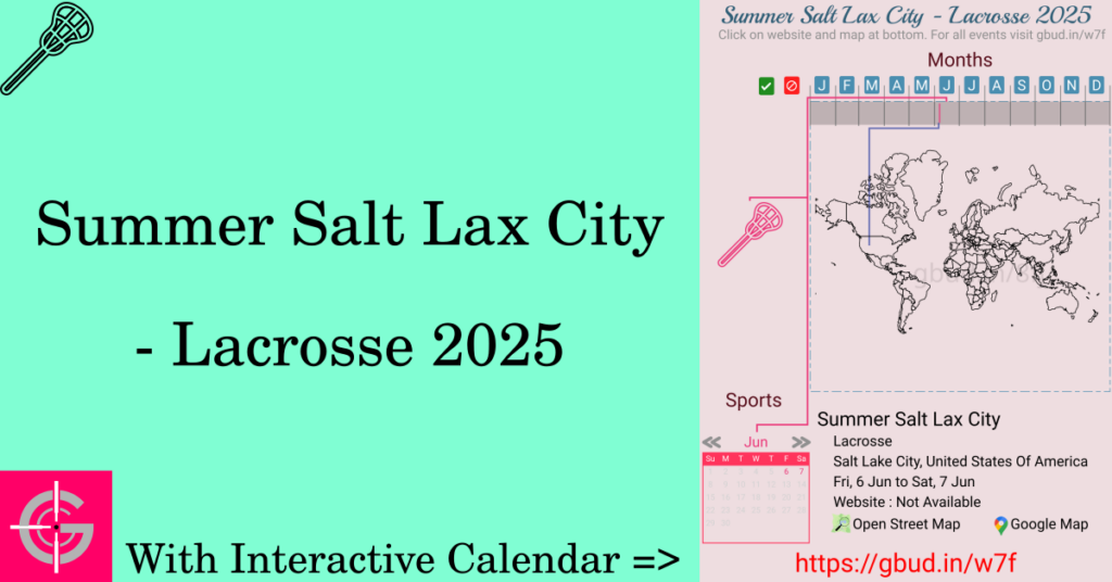 Sport event in 2025, Summer Salt Lax City - Lacrosse 2025