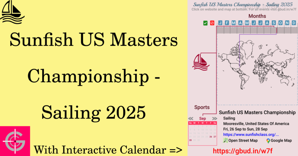 Sport event in 2025, Sunfish US Masters Championship - Sailing 2025