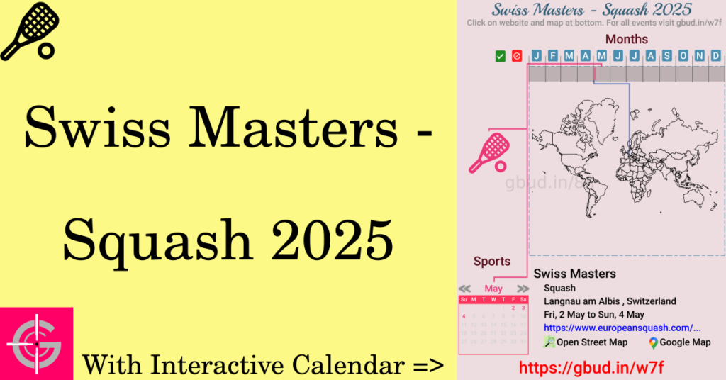 Sport event in 2025, Swiss Masters - Squash 2025