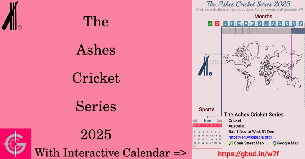 Sport event in 2025, The Ashes Cricket Series 2025