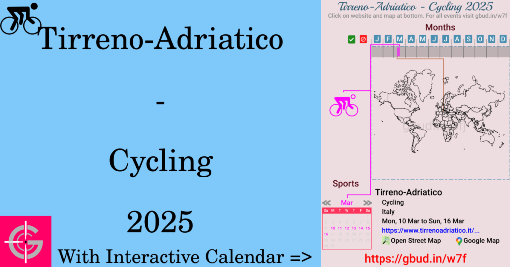 Sport event in 2025, Tirreno-Adriatico - Cycling 2025