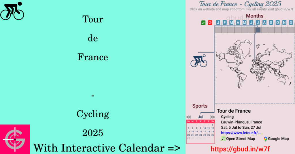 Sport event in 2025, Tour de France - Cycling 2025