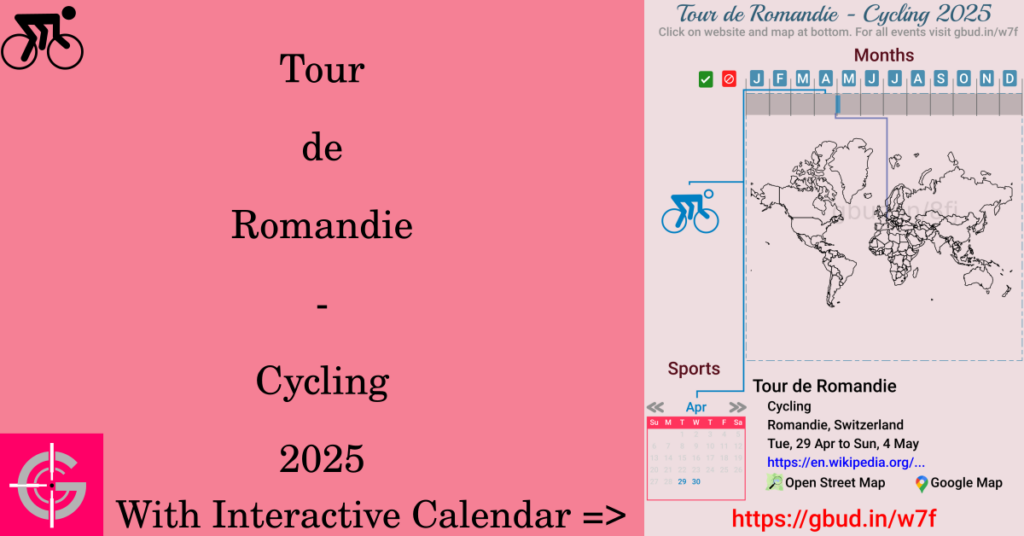 Sport event in 2025, Tour de Romandie - Cycling 2025