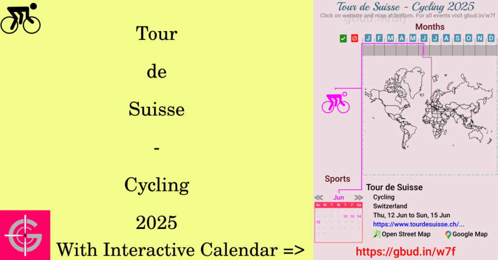 Sport event in 2025, Tour de Suisse - Cycling 2025