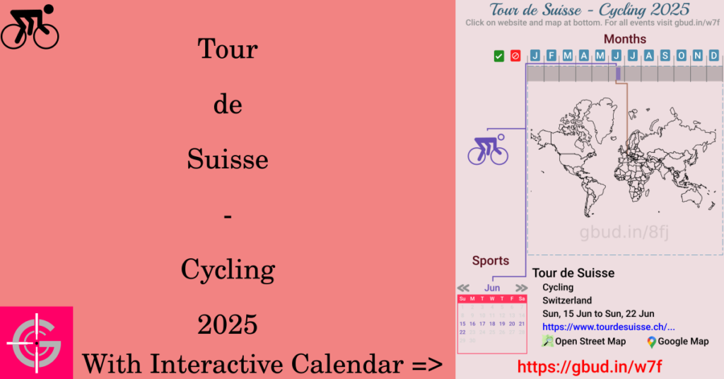 Sport event in 2025, Tour de Suisse - Cycling 2025