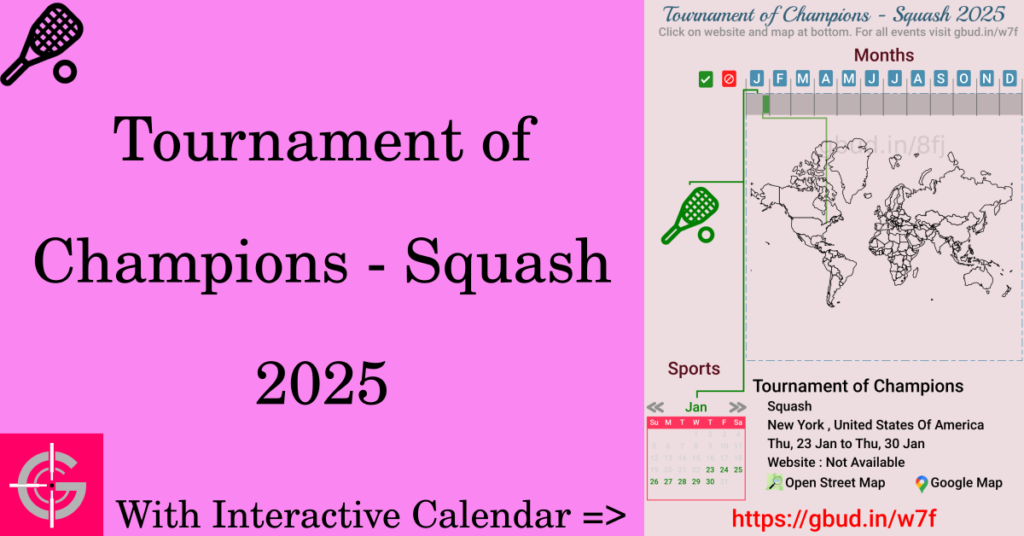 Sport event in 2025, Tournament of Champions - Squash 2025