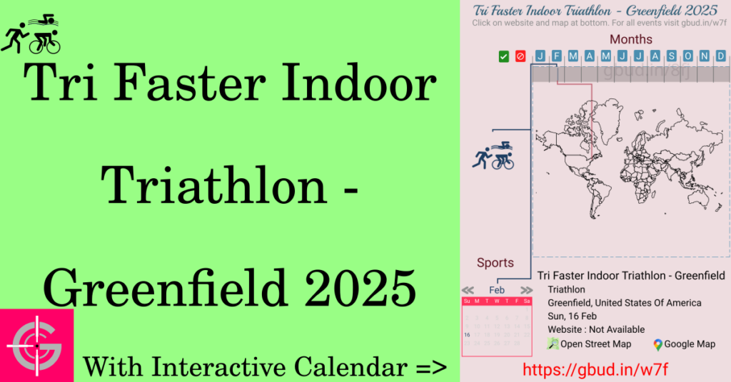 Sport event in 2025, Tri Faster Indoor Triathlon - Greenfield 2025