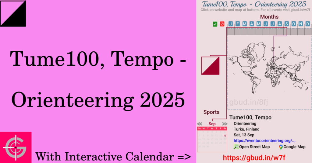 Sport event in 2025, Tume100, Tempo - Orienteering 2025