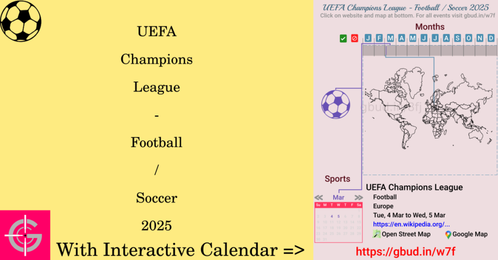 Sport event in 2025, UEFA Champions League - Football / Soccer 2025