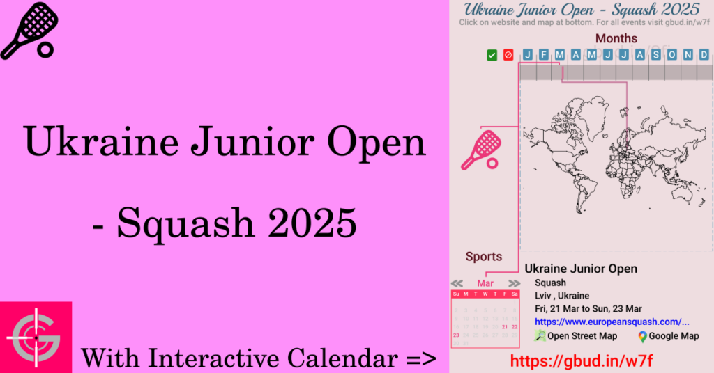 Sport event in 2025, Ukraine Junior Open - Squash 2025