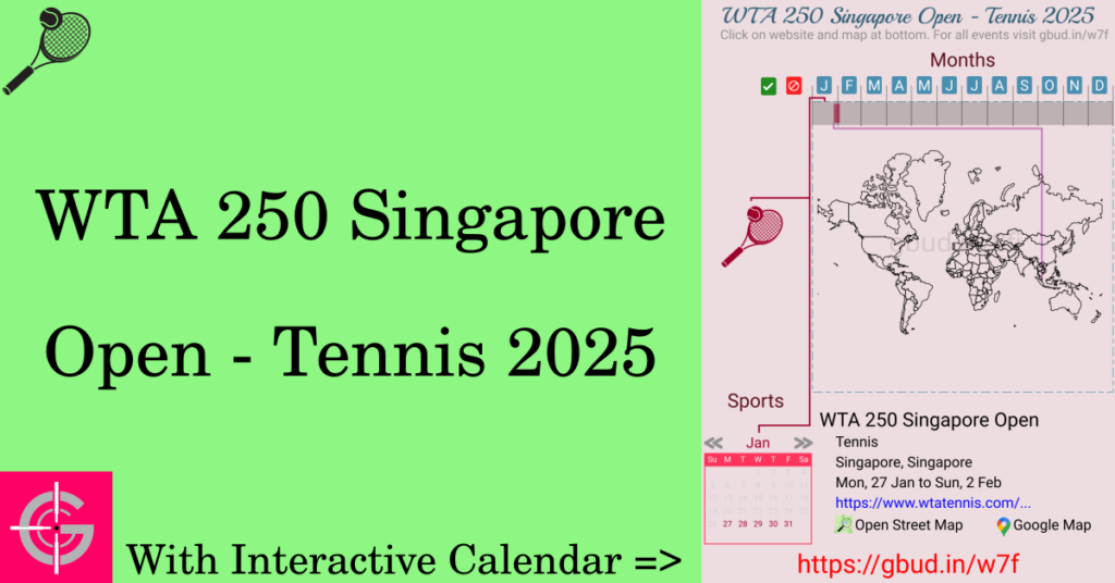 Sport event in 2025, WTA 250 Singapore Open - Tennis 2025