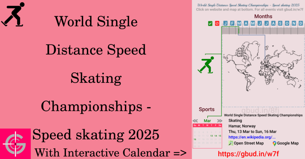 Sport event in 2025, World Single Distance Speed Skating Championships - Speed skating 2025