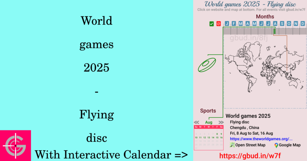 Sport event in 2025, World games 2025 - Flying disc