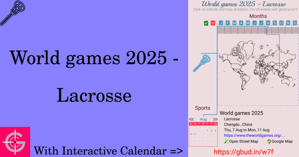 Sport event in 2025, World games 2025 - Lacrosse