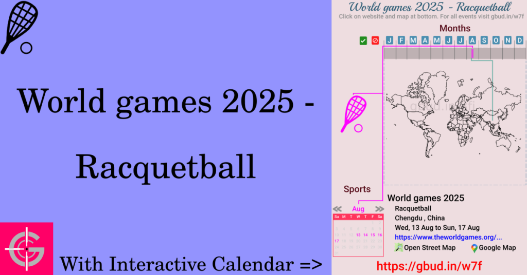 Sport event in 2025, World games 2025 - Racquetball