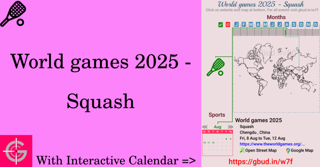 Sport event in 2025, World games 2025 - Squash