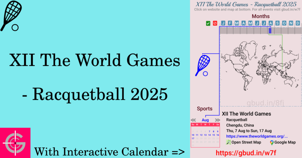 Sport event in 2025, XII The World Games - Racquetball 2025