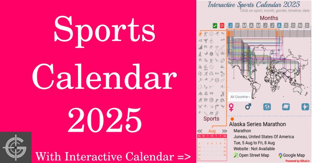 Interactive sports calendar for the year 2025. You can download sports calendar 2025 pdf also