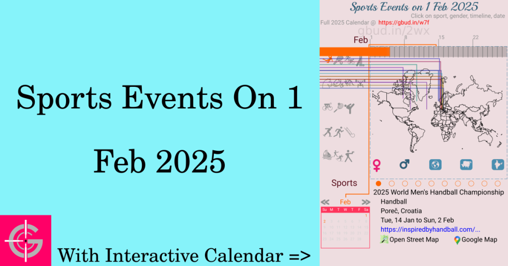 Sports events on 1 February 2025 with Interactive Calendar