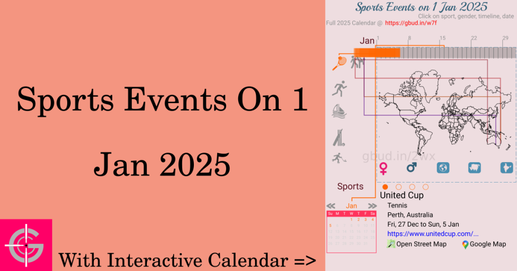 Sports events on 1 January 2025 with Interactive Calendar